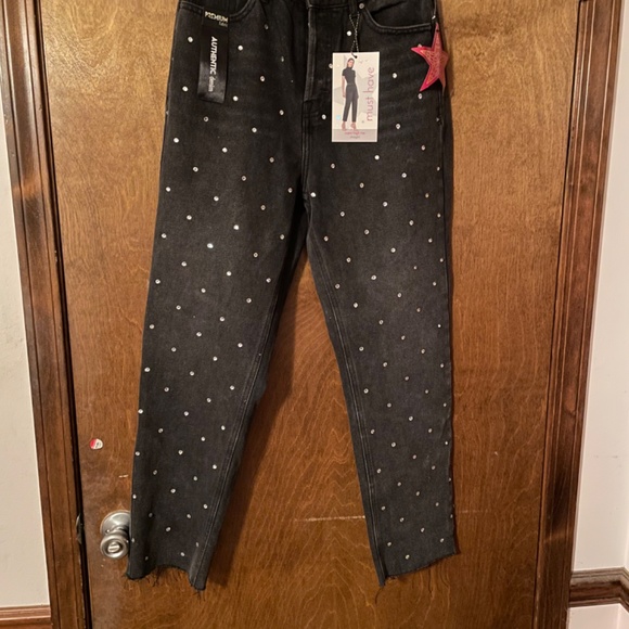 Black Denim Jeans with Rhinestones size 5/27 - Picture 7 of 14